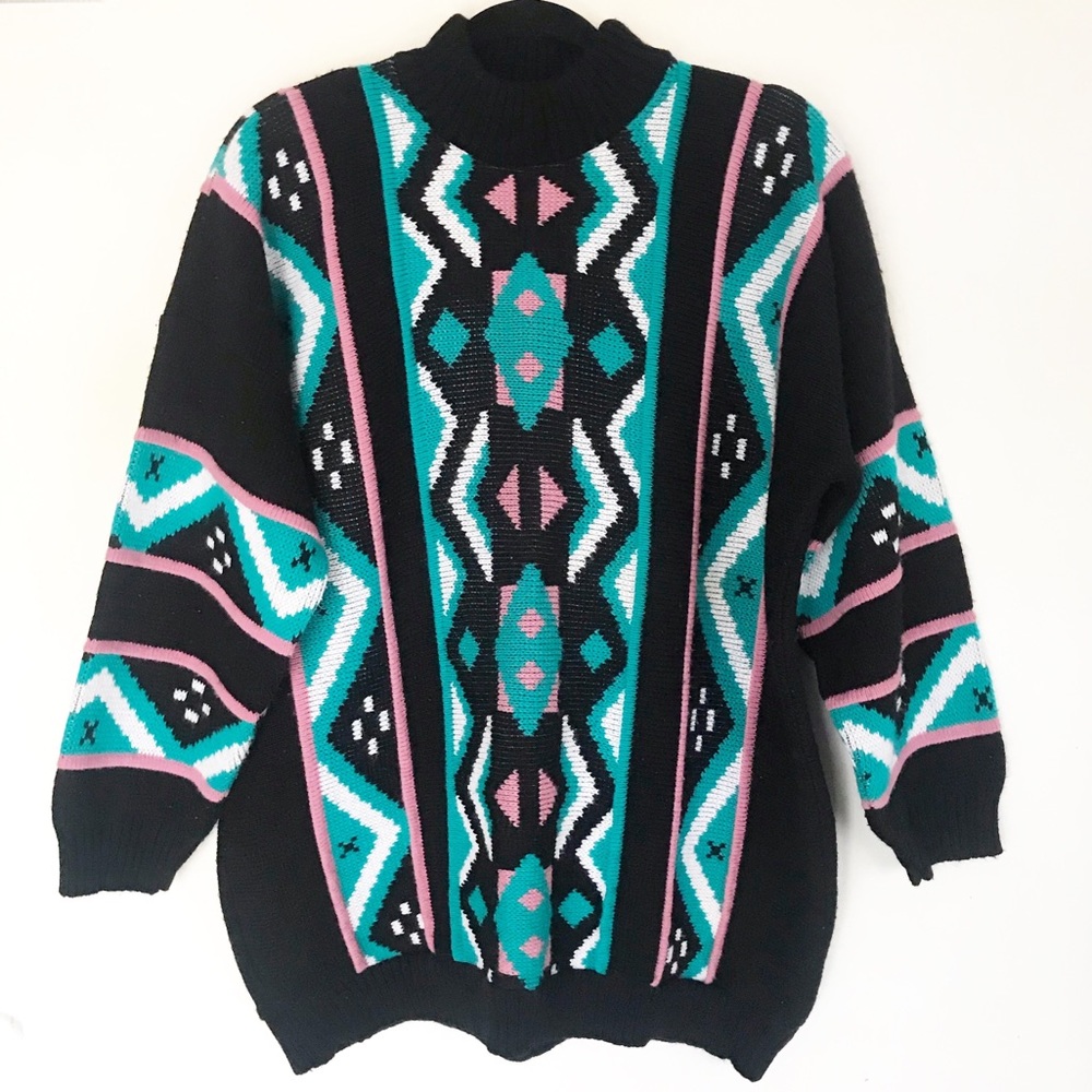PRIVATE EYES VINTAGE southwestern knit oversized sweater